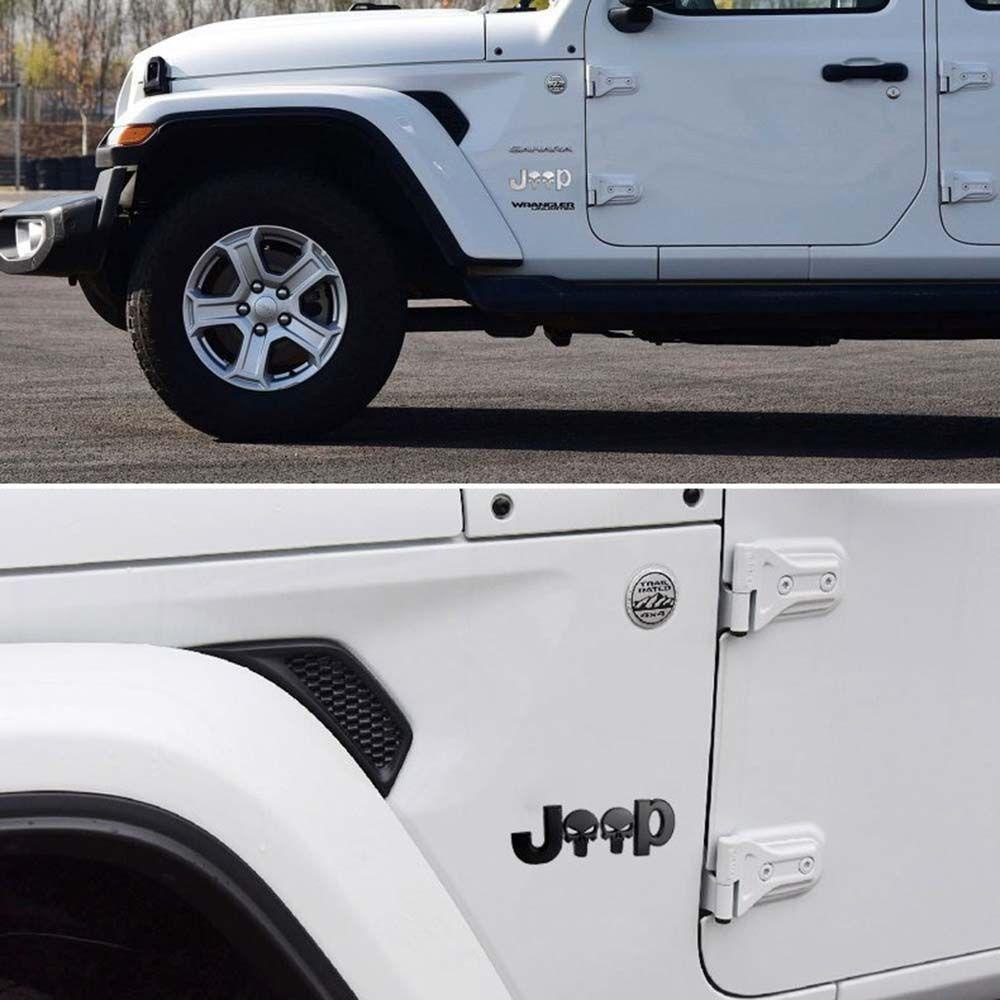 Sticker Hợp Kim Kẽm 3D Hình Đầu Lâu Chống Nước Trang Trí Thân Xe Jeep