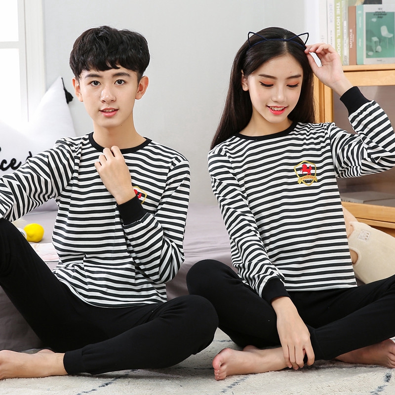 Girl Sleepwear Breathable Cotton Homewear Cute Bear Long Sleeve Top+Pants 2pcs/set 8-18Yrs Teen Kids Pyjamas Underwear Clothes