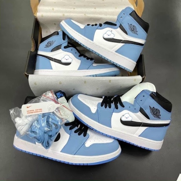 7856Giày thể thao Jordan 1 cao cổ xanh dương, Giày JD 1 university blue nam nữ siêu hot Full Box Bill