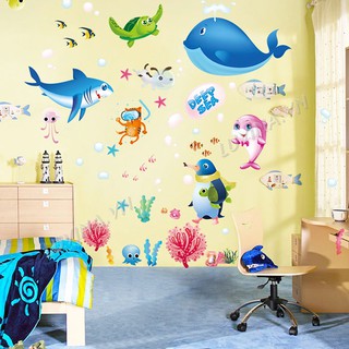 Decal dán tường trang trí quán cafe, văn phòng,lớp mầm non - Đàn cá san hô