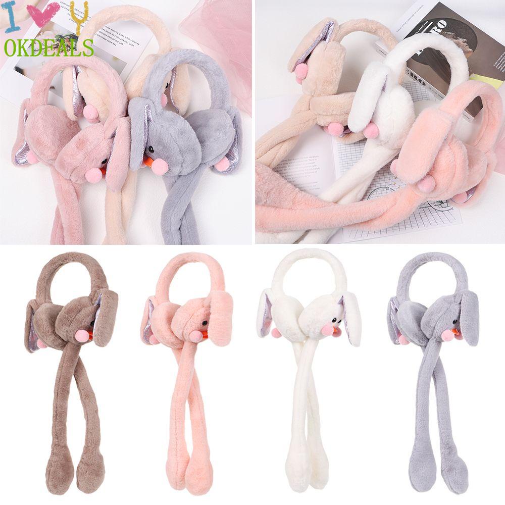 Okdeals Phụ Kiện Bịt Tai Bằng Vải Lông Mềm Hình Tai Thỏ Hoạt Hình Giữ Ấm Mùa Đông Đa Màu Sắc Dành Cho Nữ Đi Xe Đạp Ngoài Trời