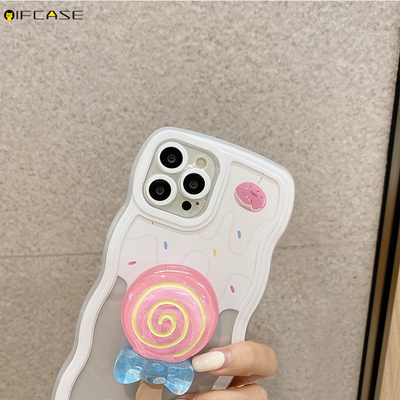 Ốp Điện Thoại Mềm Trong Suốt Có Giá Đỡ Hình Kẹo/Bánh Donut Cho iPhone 13 12 12 11 Pro Max XS Max XR X 7 8 Plus