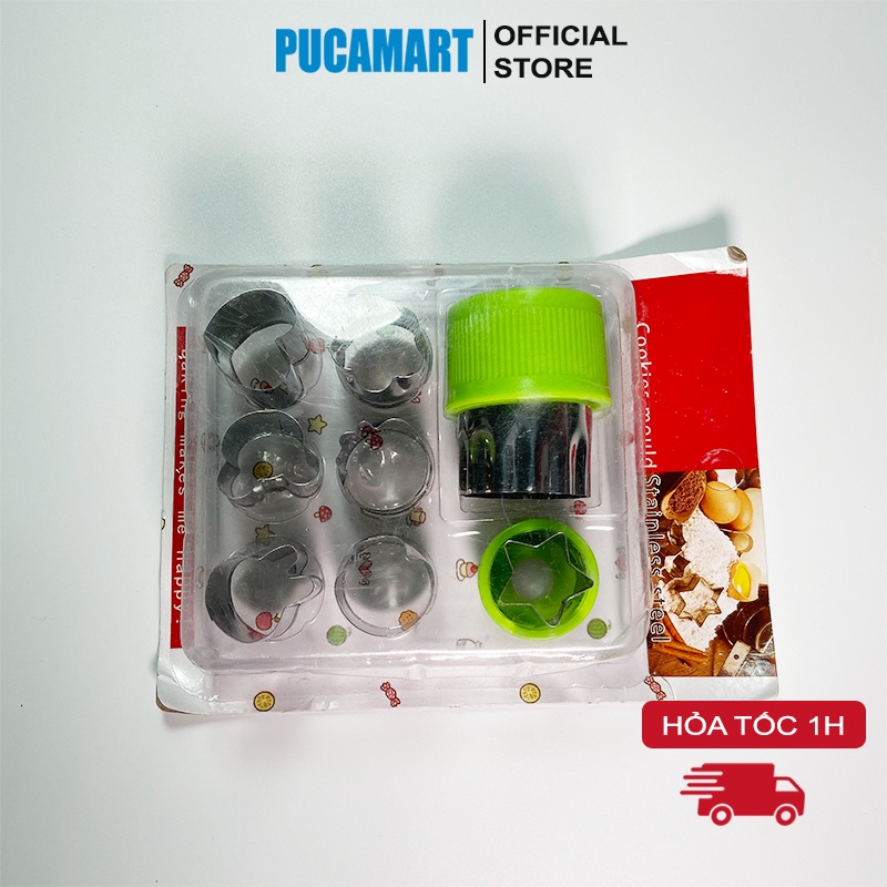 Bộ Dụng Cụ Cắt Tỉa Rau Củ Quả Inox 8 Món PUCA, Bộ Khuôn Cắt Tạo Hình Rau Củ Quả, Khuôn Làm Bánh
