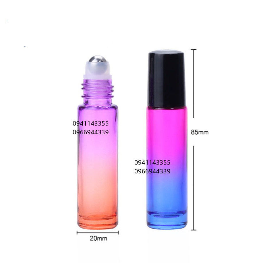 Combo 3 chai Bi lăn 10ml Gradient cao cấp, bi thép không gỉ không rò rỉ - THỦY TINH DÀY, chiết nước hoa tinh dầu