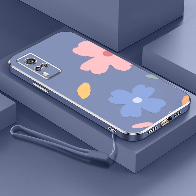 Ốp Điện Thoại TPU Silicone Mềm Mạ Điện Họa Tiết Hoa Cho VIVO Y51 2020 Y31 2020 2021 Y51A Y53S 4G Y72 5G Y52 5G IQOO Z3