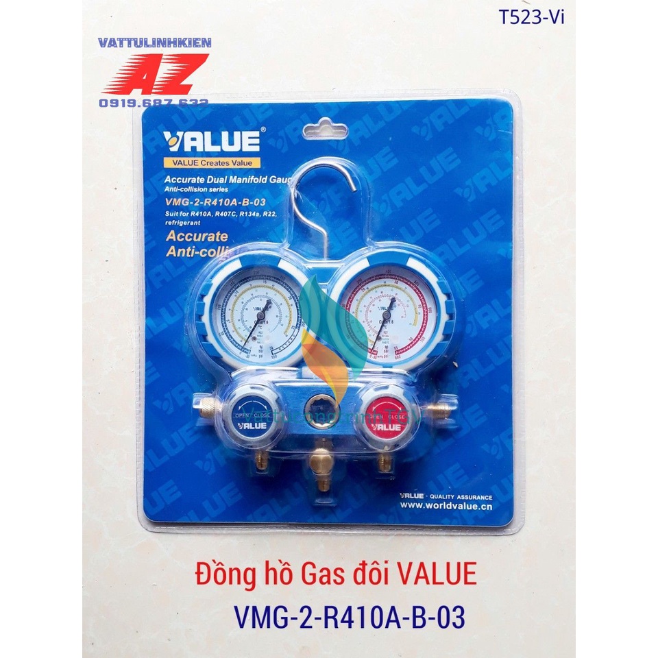 Bộ đồng hồ nạp gas R410 đôi VALUE VMG-2-R410A-B