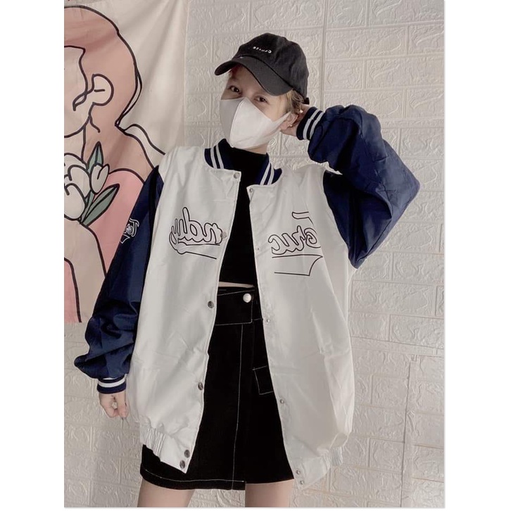 [ HÌNH THẬT 100% ] Áo Khoác Dù Unisex Nam Nữ Bomber Form Rộng In Chữ Siêu Chất Cực Hot