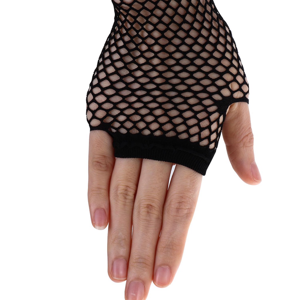 Găng Tay Lưới Hở Ngón Màu Xanh Dương / Đen Chuyên Dụng Khi Nhảy Múa