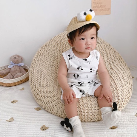 Áo liền quần không tay họa tiết hoạt hình thời trang mùa hè cho trẻ em 0-2 tuổi