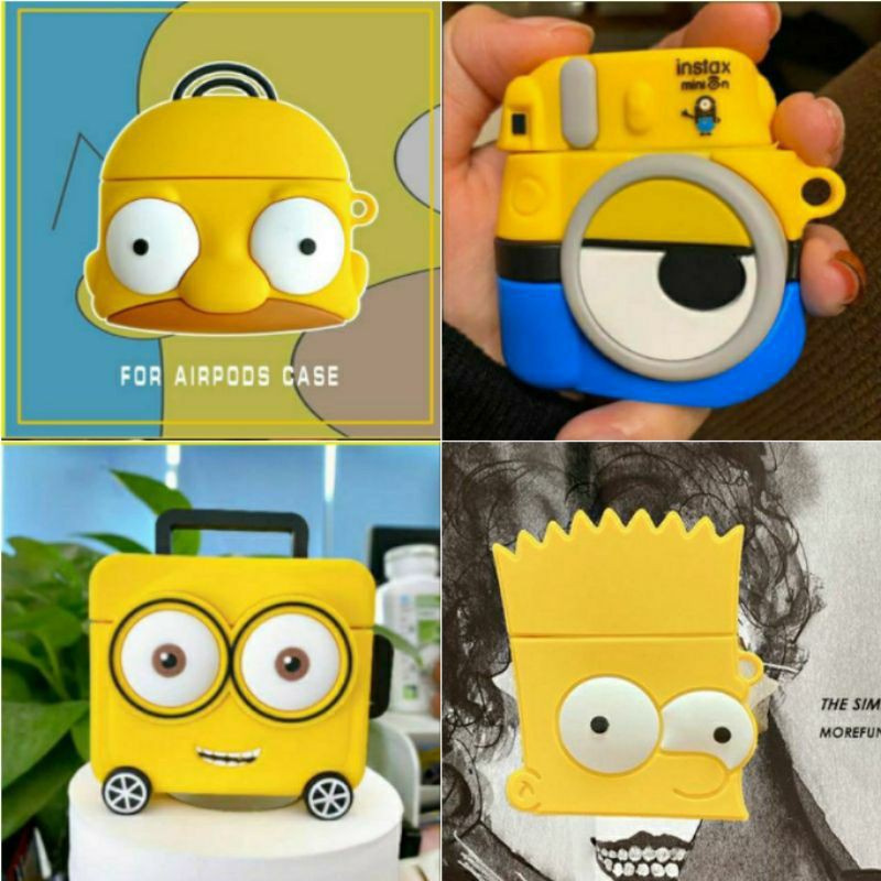 (Order 10 ngày) Case bảo vệ Airpods Pro/1/2 vali homer simpsons/ máy ảnh instax Minion vàng