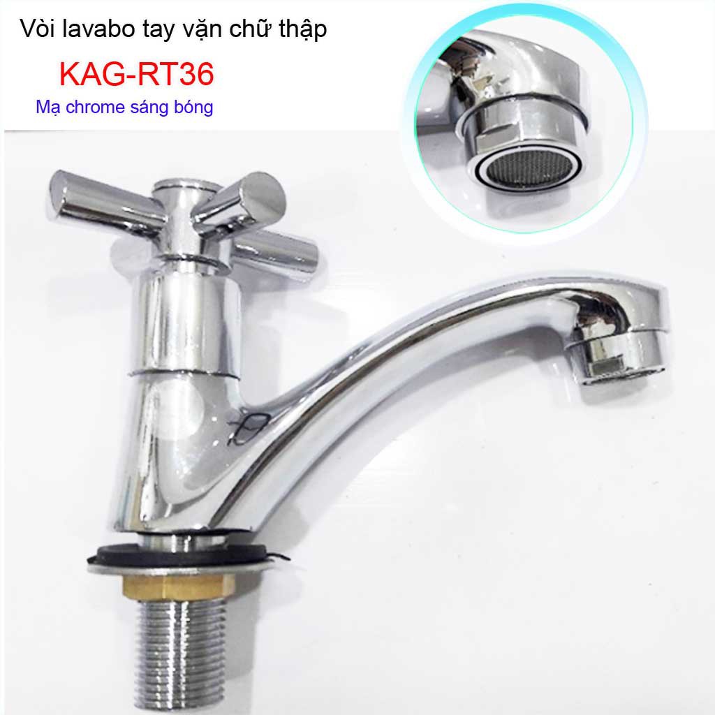 Vòi lavabo Aspavn KAG-RT36 kiểu chữ thập siêu bền, vòi chậu rửa mặt tay vặn nước mạnh sử dụng tốt