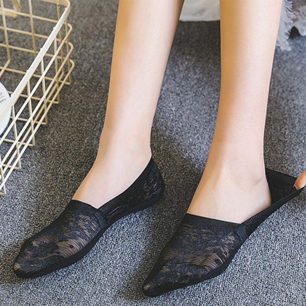 Vớ Thuyền Vải Lụa Lạnh Phối Ren Hoa Thoáng Khí Thời Trang Cho Nữ