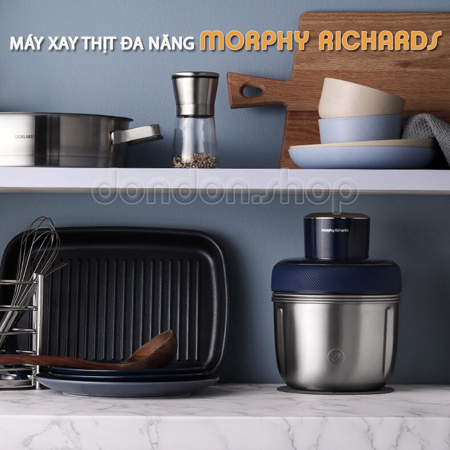 Máy xay thịt đa năng - bóc vỏ tỏi MORPHY RICHARDS bộ 3 cối Inox 304 cao cấp 350W BẢO HÀNH 12 THÁNG