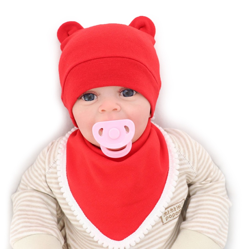 Bộ 2 Yếm Ăn Cotton Mềm Mại Có Nón Dễ Thương Cho Bé Sơ Sinh