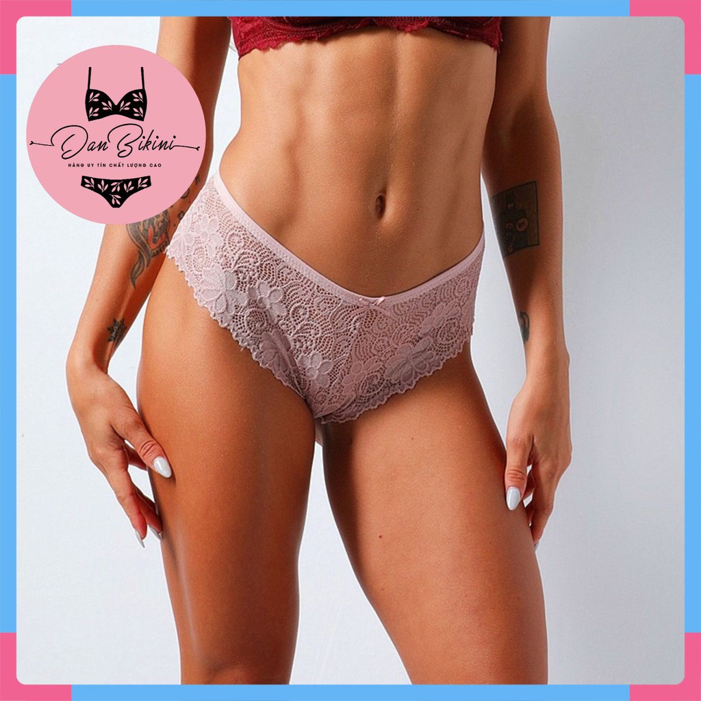 Quần Lót Nữ - Quần Lót Ren Nữ Sexy Lọt Khe thiết kế phối hoa kèm nơ nhỏ ôm dáng gợi cảm DAN STORE MÃ 9090