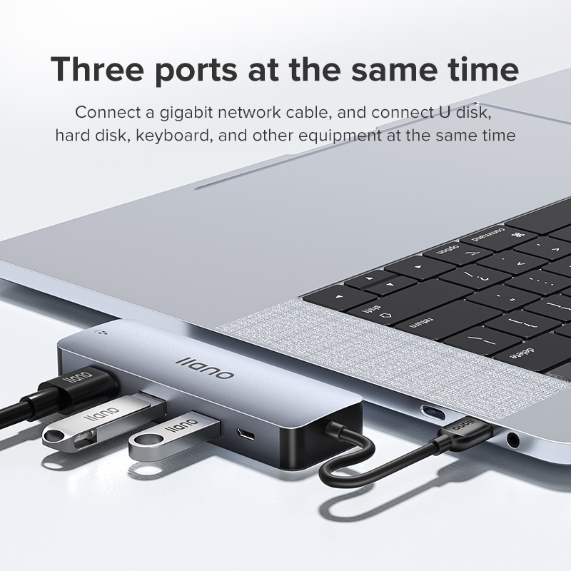 Hub đầu chia nguồn mạng LAN llano USB3.0 RJ45 USB/Type-C dành cho Switch