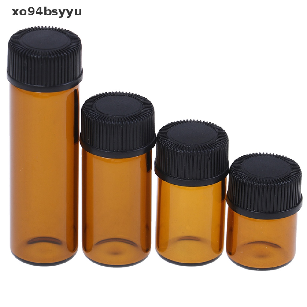 [Hàng mới về] Chai chiết tinh dầu thủy tinh màu hổ phách mini có nắp đậy 1-5ml tùy chọn