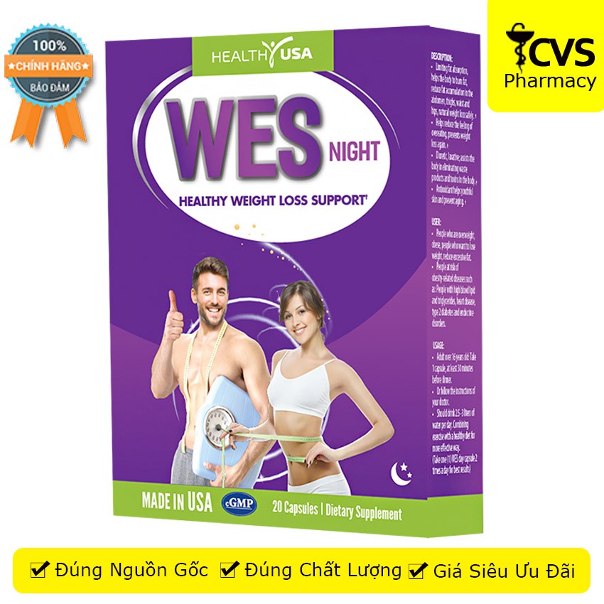 WES NIGHT (Healthy Weight Loss Support) - Viên Uống Giảm Cân, Hỗ Trợ Giảm Tích Tụ Mỡ Vào Ban Đêm - cvspharmacy