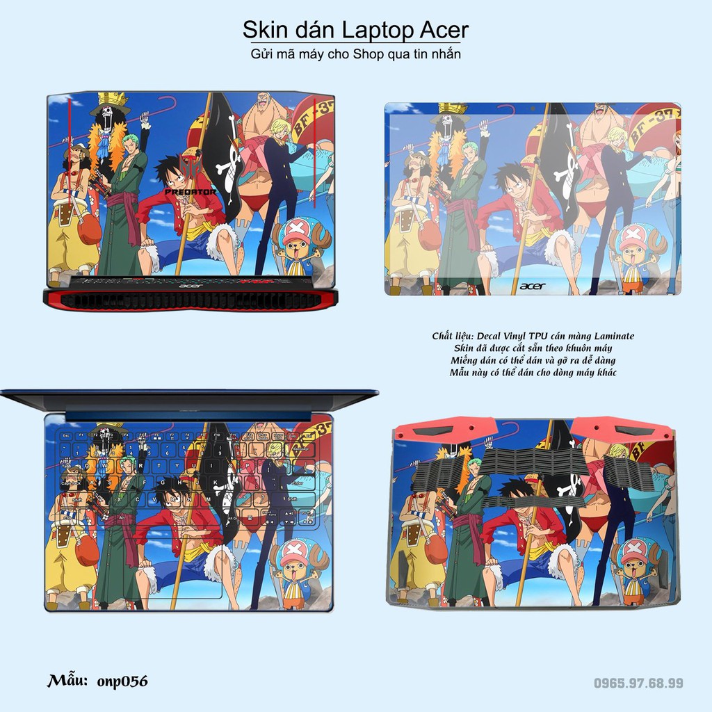 Skin dán Laptop Acer in hình Vua hải tặc (inbox mã máy cho Shop)