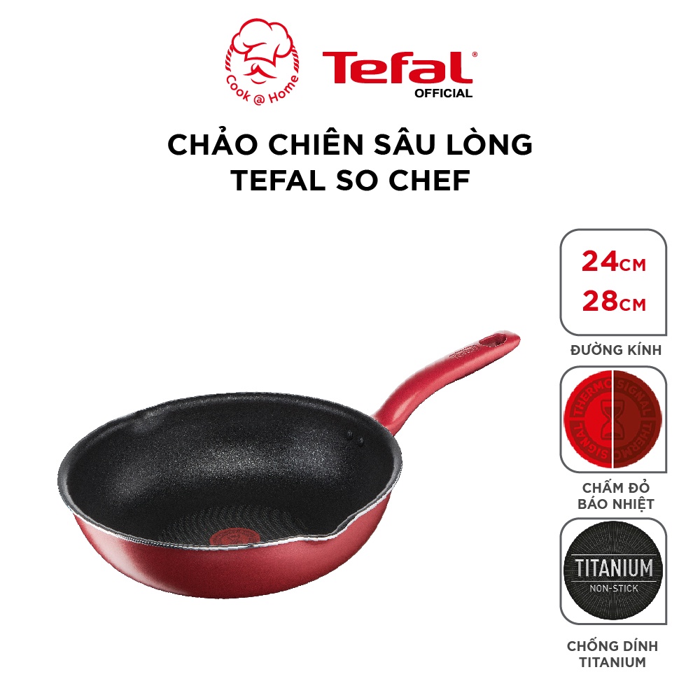 Chảo chiên sâu lòng Tefal So Chef size 24, 28cm - G1358496/G1358696