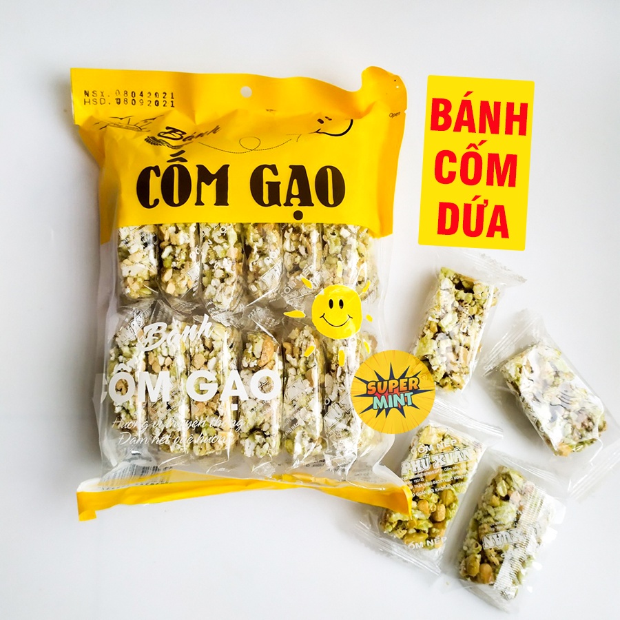 Set 5 gói bánh cốm gạo - BÁNH CỐM GẠO LỨT - BÁNH CỐM DỨA - Loại đặc biệt giòn ngon bùi béo - bánh ăn vặt ngon