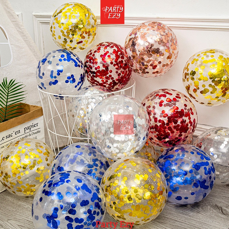 BONG BÓNG TRONG SUỐT KIM TUYẾN NHIỀU MÀU-SIZE 10 INCH