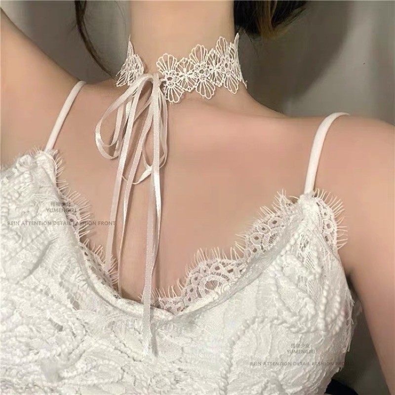 Vòng cổ ren hoa dây tự buộc mã JA-82