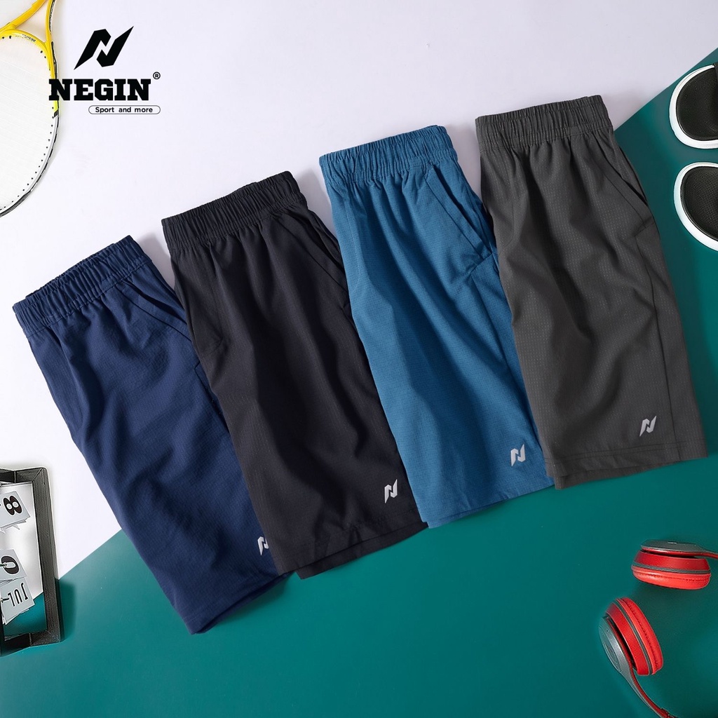 Quần Short Thể Thao Nam NEGIN Cạp Chun Túi Chéo, Chất Vải Mềm Nhẹ Thấm Hút Tốt QN113M