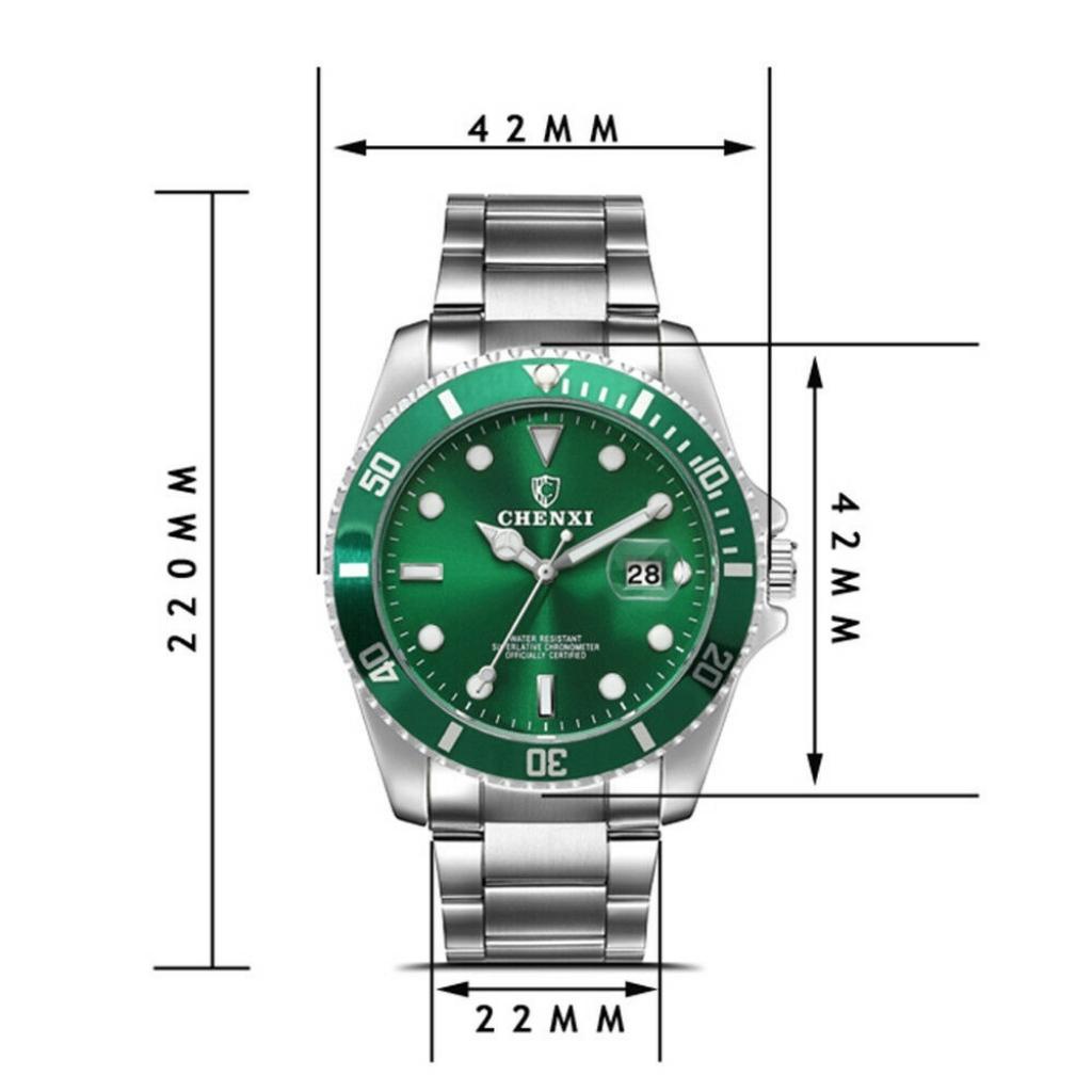 Đồng hồ nam CHENXI- CX085G, đồng hồ thời trang mặt xanh phong cách thợ lặn submariner | BigBuy360 - bigbuy360.vn