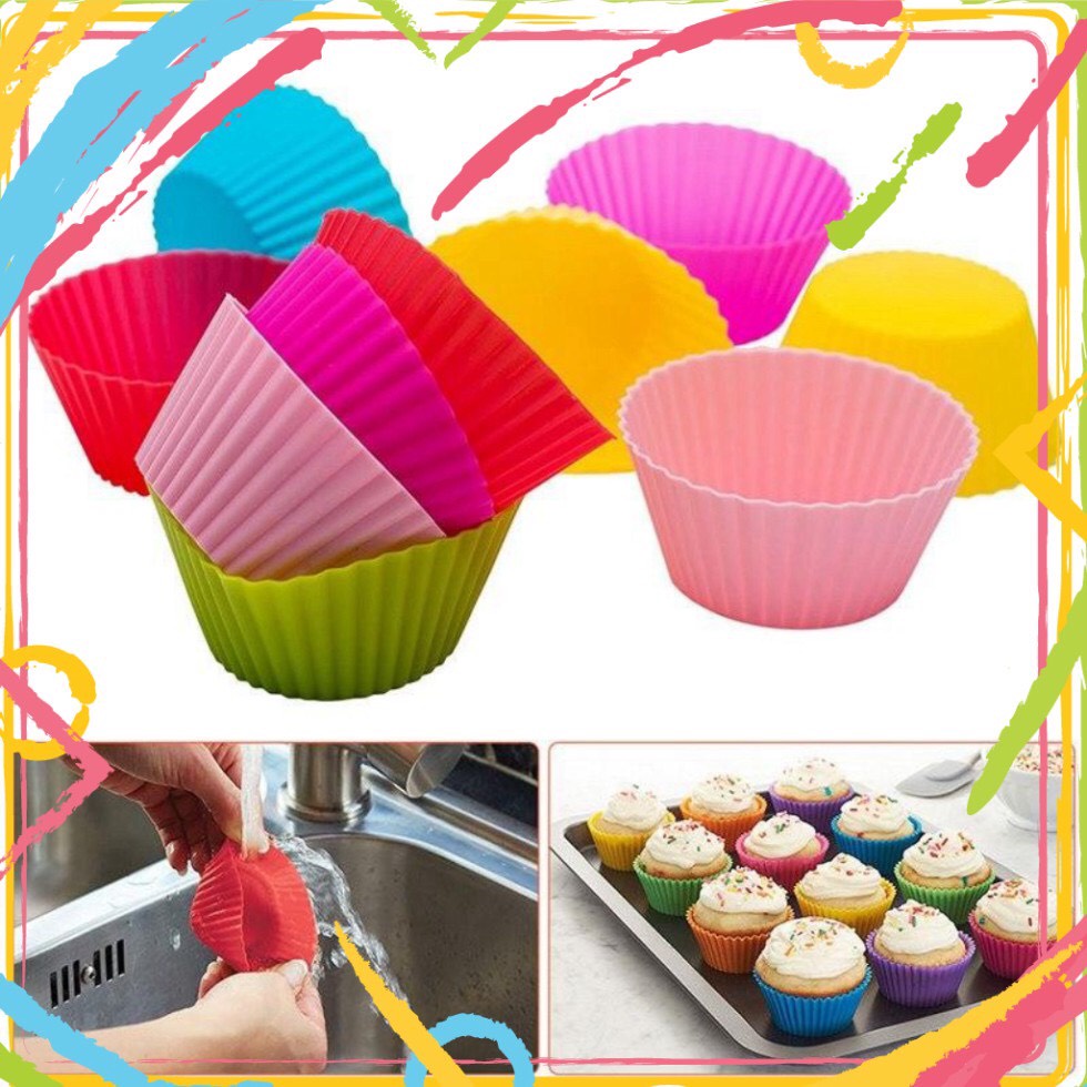 Khuôn Silicon Chế Biến Bánh Muffin, Cupcake Đồ Ăn Dặm Cho Bé