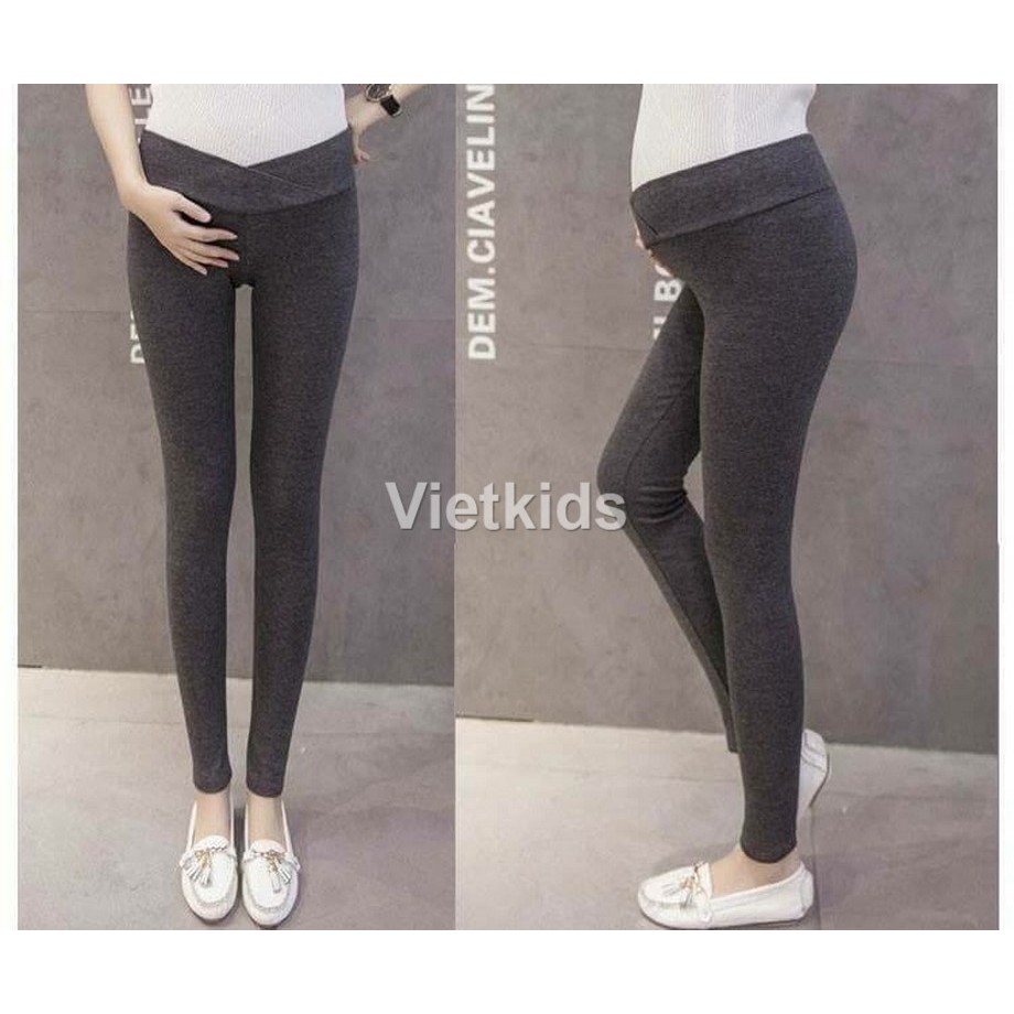 Quần legging thun cạp chéo công sở cho bà bầu(thun mềm và đẹp)