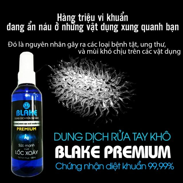 Dung dịch rửa tay khô BLAKE Premium (100mL) - Chứng nhận diệt khuẩn 99,99% | BigBuy360 - bigbuy360.vn