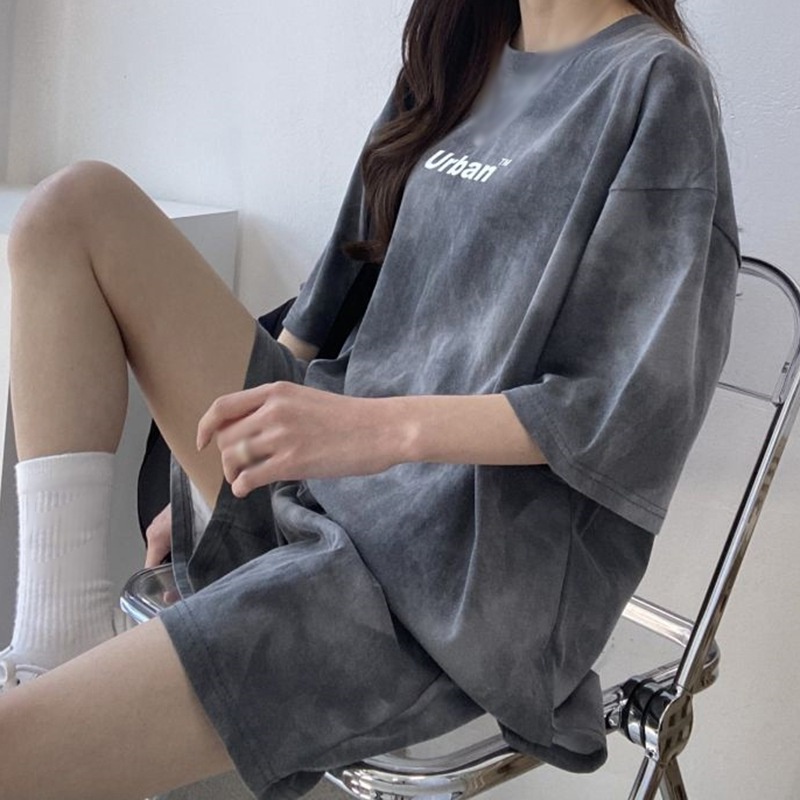 Set áo thun tay ngắn và quần ngắn ống rộng phong cách Hàn Quốc thời trang cá tính cho nữ