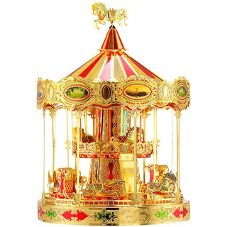 Mô hình lắp ráp kim loại Vòng xoay ngựa gỗ Piececool P082-GRN
