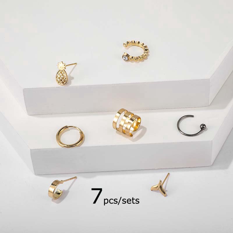 Set 7 khuyên sụn/thùy tai bằng hợp kim