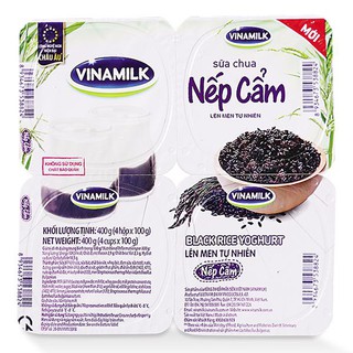 E - Lốc 4 Sữa Chua Ăn Vinamilk Nếp Cẩm 100G