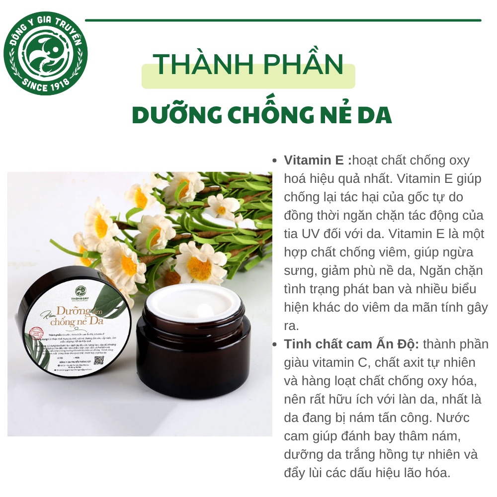 Kem dưỡng ẩm da, chống nẻ Đông gia truyền Thông Cát- Cung cấp dưỡng chất., tạo độ ẩm cho da, giúp da căng bóng