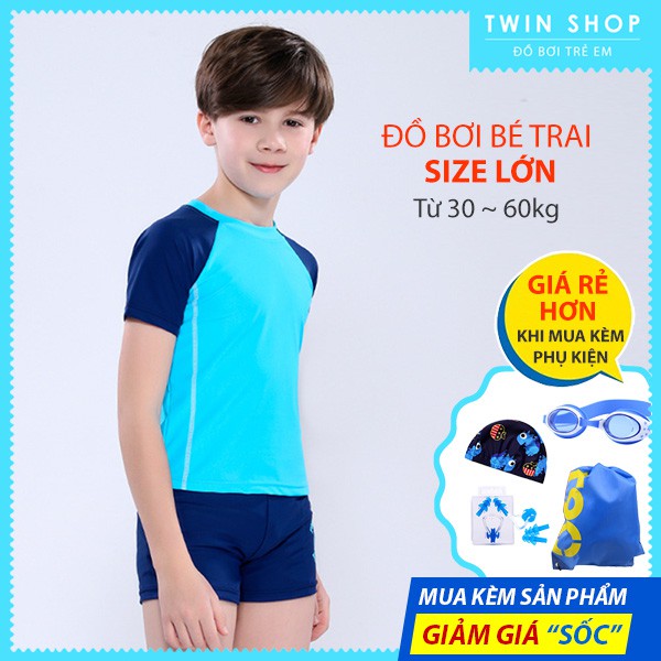 Đồ Bơi Bé Trai Size Lớn Twin, Áo Bơi Size Đại Cho Bé Trai Thiếu Niên Từ 30 ~ 60kg, Mua Kèm Phụ Kiện Bơi Giá Rẻ Hơn