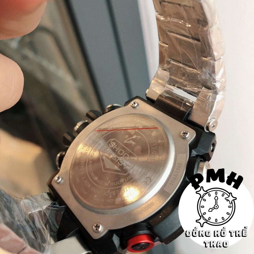 Đồng hồ đeo tay nam, đồng hồ thể thao GST-B100 màu đen số trắng kích thước 58,1mm x 53,8mm x 14,1mm