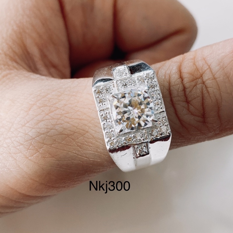 Các mẫu nhẫn bạc cho nam gắn đá màu trắng, trẻ trung, bạc nguyễn kháng