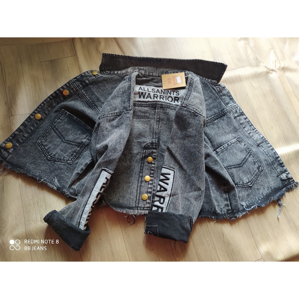 Áo khoác jean nữ túi tròn Blancia cao cấp form 40-58kg Panda.