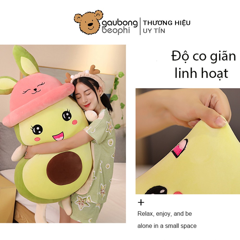 Bộ gối mền quả bơ đội nón tai thỏ size 80cm hàng nhập cao cấp shop gấu bông béo phì