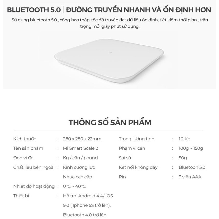 HOẢ TỐC | Cân điện tử xiaomi body composition gen 2 | Cân sức khoẻ điện tử XIAOMI mi smart scale 2 | MIHOANGGIA