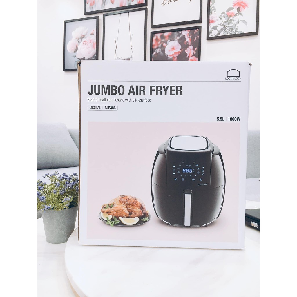 [Chính hãng - Lock&amp;Lock] Nồi Chiên Không Dầu Lock&amp;Lock Super Jumbo Air Fryer EJF386  Dung tích 5.5L