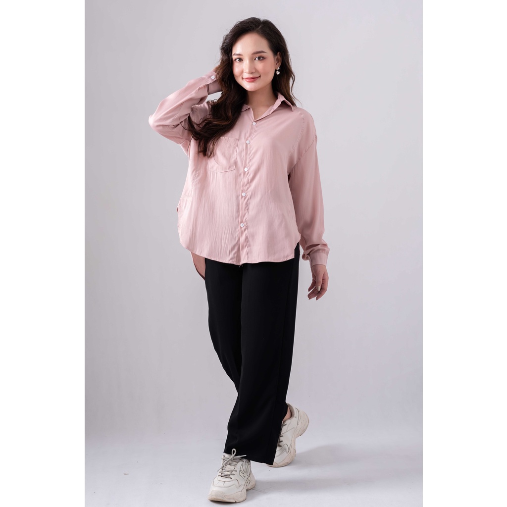 [Ảnh thật/Sẵn] Áo sơmi lụa tăm 4 màu túi ngực hot hit