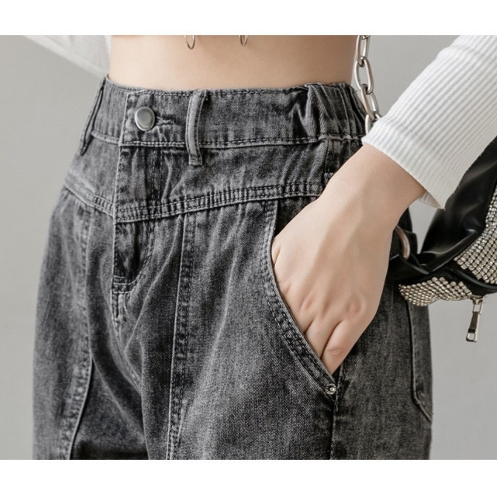 Quần Jeans Nữ T71 Chất Vải Mềm Cạp Co Giãn Ống Côn Phong Cách Hàn Quốc-TRANG STORE