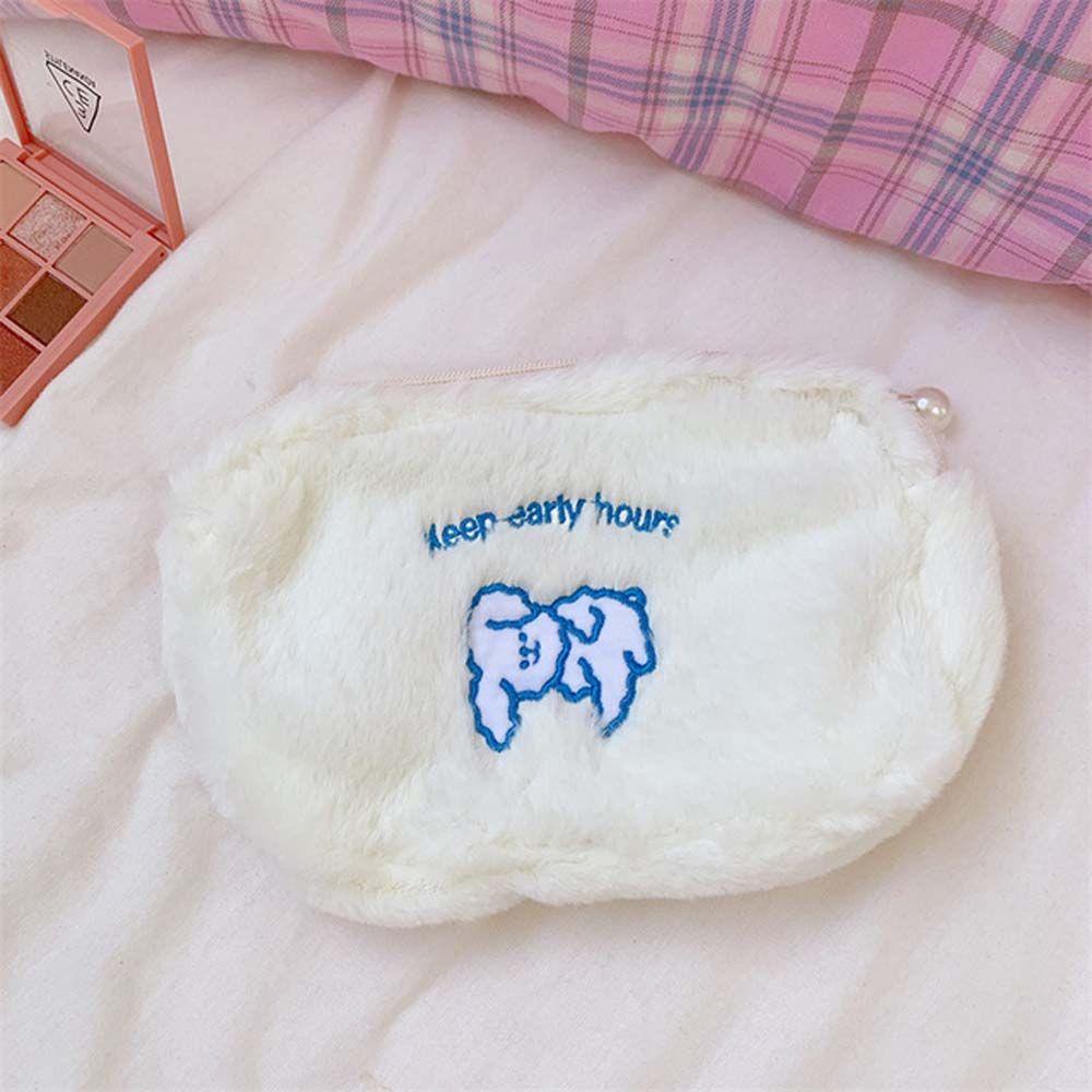 SOMEDAYZL Túi Đựng Bút Hình Đám Mây Phối Lông Xinh Xắn