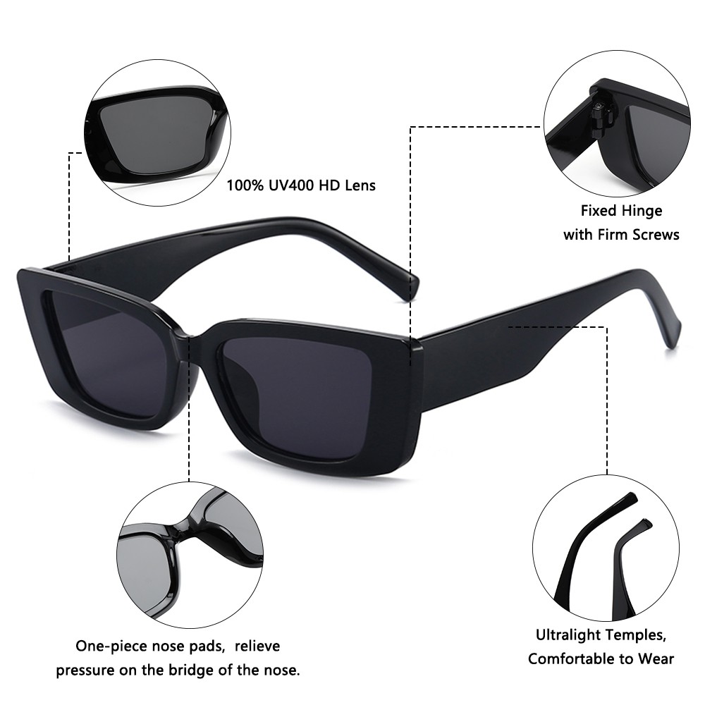 Kính Mát Gọng Vuông Màu Kẹo Ngọt Chống Tia Uv400 Cho Nữ