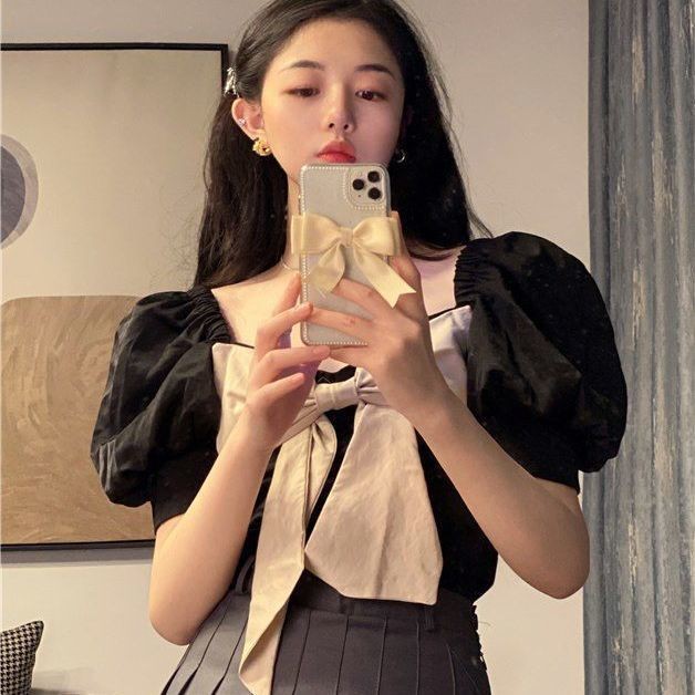 French Style Classic French Style Bow Neck Puff Sleeve Shirt New Arrival Summer New Arrival For Women | BigBuy360 - bigbuy360.vn