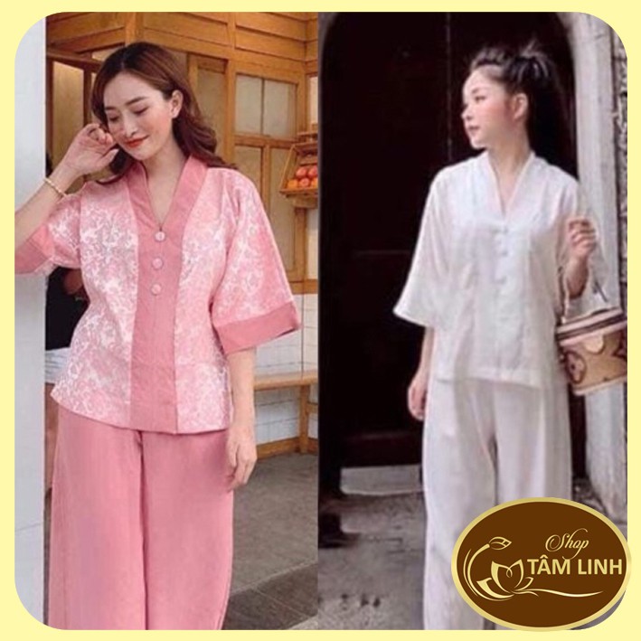 Đồ Lam Đi Chùa _Vải Gấm Mát Cao Cấp Loại